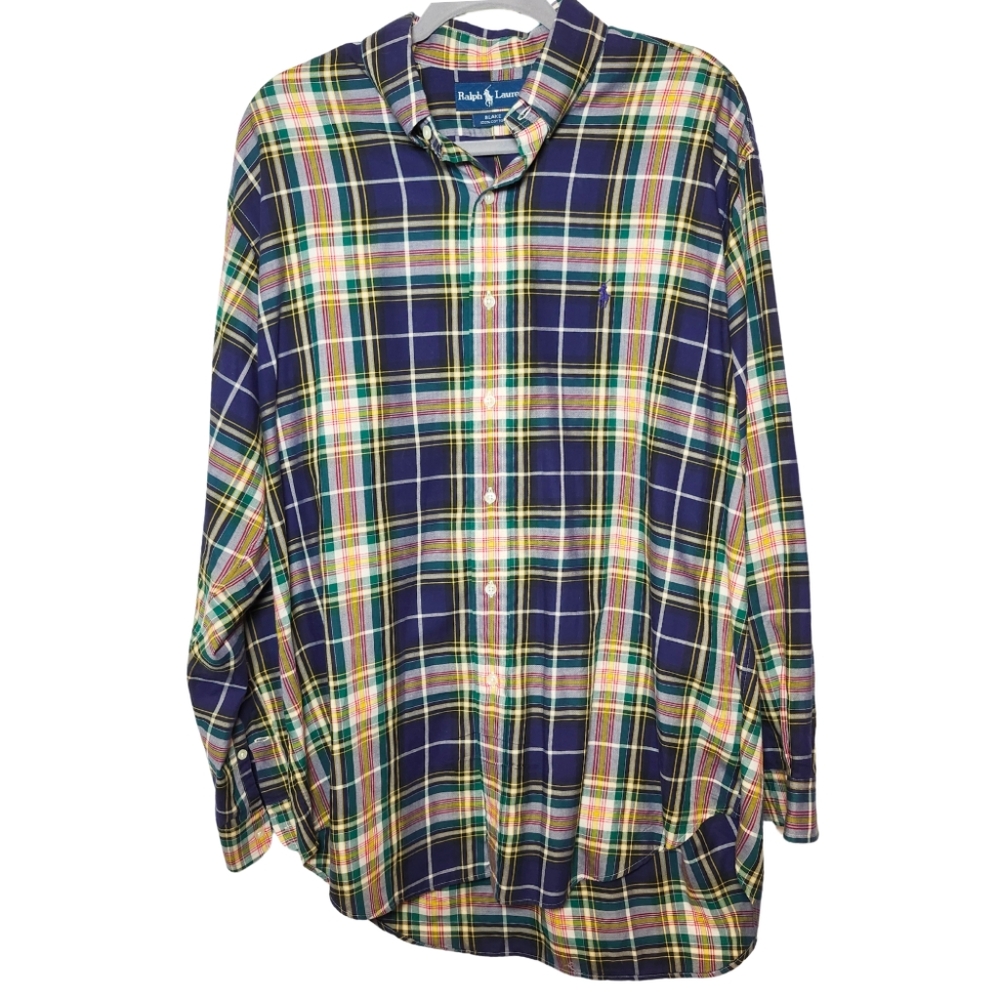Ralph Lauren Men's Multicolor Plaid Shirt Long Sleeve Button Down Size Large